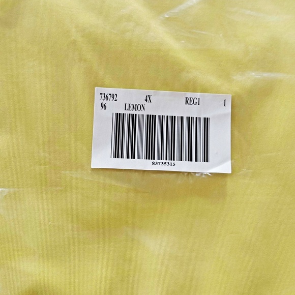 TANK TOP, DEEP SCOOP NECK, LEMON, SIZE 4X, EXTRA WIDE STRAPS, NYLON SPANDEX, - Picture 2 of 8